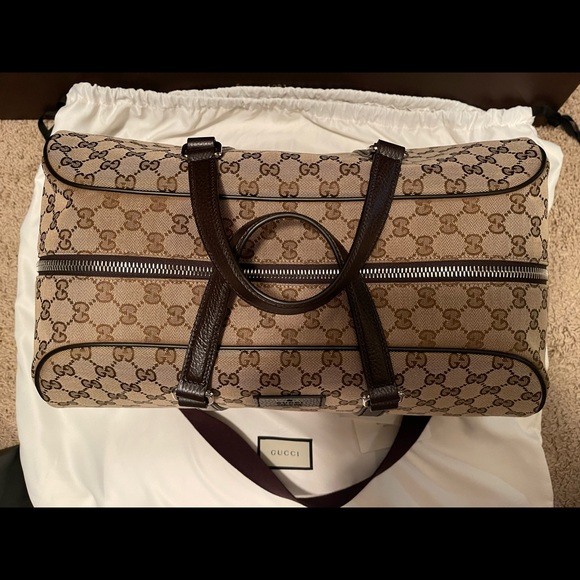 Gucci GG Monogram Canvas & Leather Tote Carry-On Duffel Bag - Picture 5 of 12